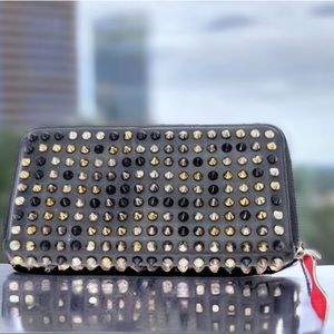 CHRISTIAN LOUBOUTIN Clutch Black PANETTONE Leather Wallet Empire Spike NO OFFERS